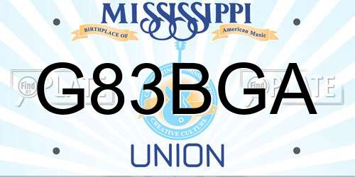 G83BGA Mississippi License Plate