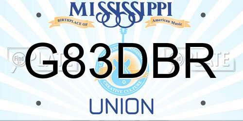 G83DBR Mississippi License Plate