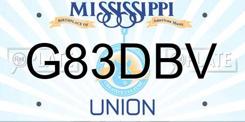 G83DBV Mississippi License Plate