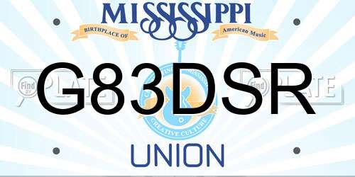 G83DSR Mississippi License Plate