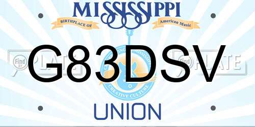 G83DSV Mississippi License Plate