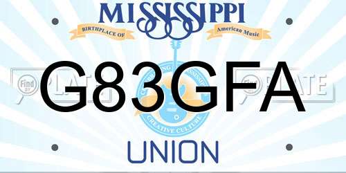 G83GFA Mississippi License Plate