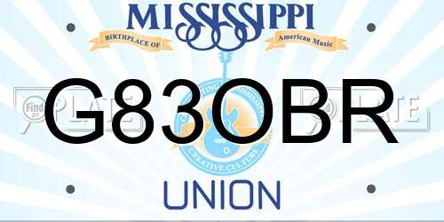 G83OBR Mississippi License Plate