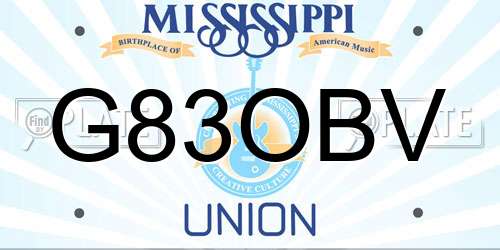 G83OBV Mississippi License Plate