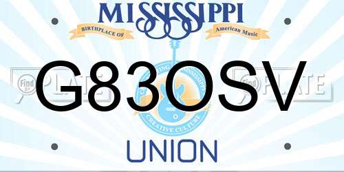 G83OSV Mississippi License Plate