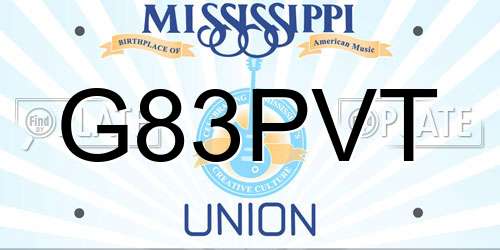 G83PVT Mississippi License Plate