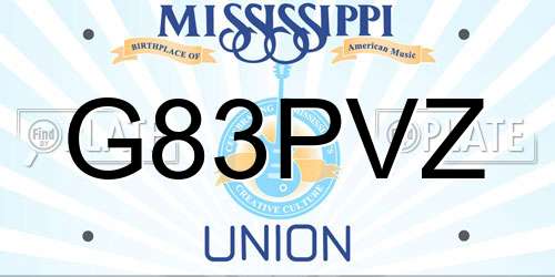 G83PVZ Mississippi License Plate