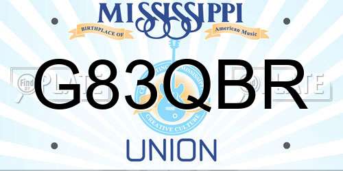G83QBR Mississippi License Plate