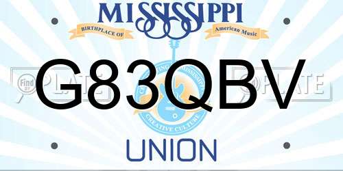 G83QBV Mississippi License Plate