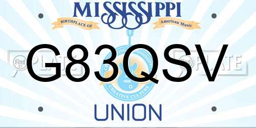 G83QSV Mississippi License Plate