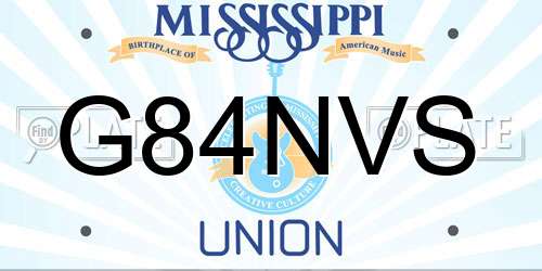 G84NVS Mississippi License Plate