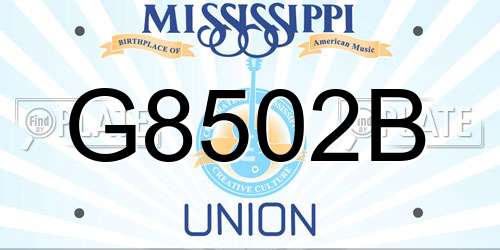 G8502B Mississippi License Plate