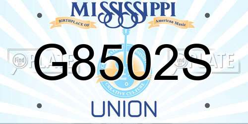 G8502S Mississippi License Plate