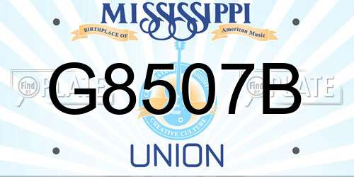G8507B Mississippi License Plate