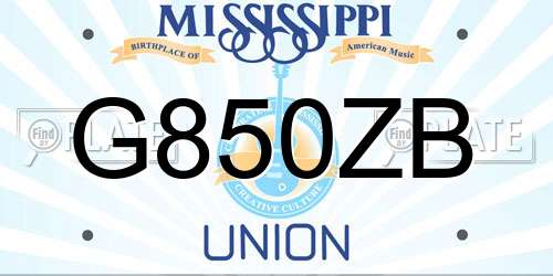 G850ZB Mississippi License Plate