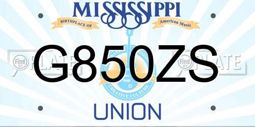 G850ZS Mississippi License Plate