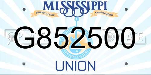 G852500 Mississippi License Plate