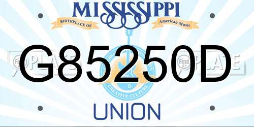 G85250D Mississippi License Plate