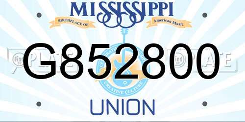 G852800 Mississippi License Plate