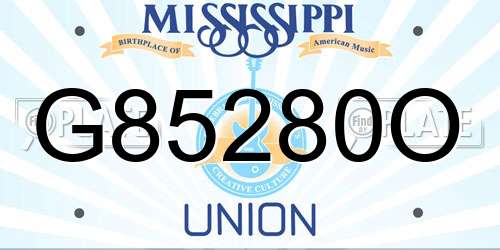 G85280O Mississippi License Plate