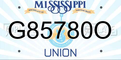 G85780O Mississippi License Plate