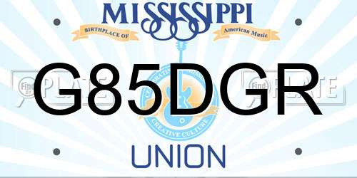 G85DGR Mississippi License Plate
