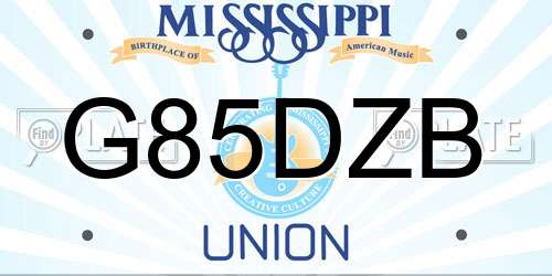 G85DZB Mississippi License Plate