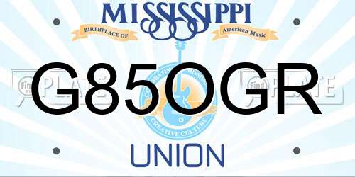 G85OGR Mississippi License Plate