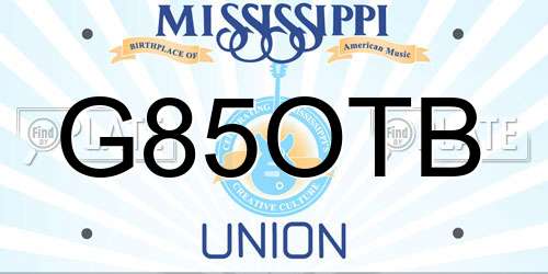 G85OTB Mississippi License Plate