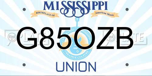 G85OZB Mississippi License Plate
