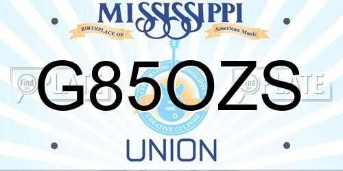 G85OZS Mississippi License Plate