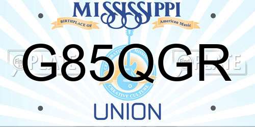 G85QGR Mississippi License Plate