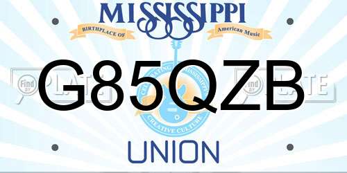 G85QZB Mississippi License Plate