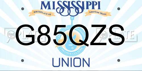G85QZS Mississippi License Plate