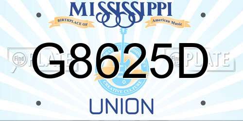 G8625D Mississippi License Plate