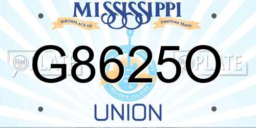 G8625O Mississippi License Plate