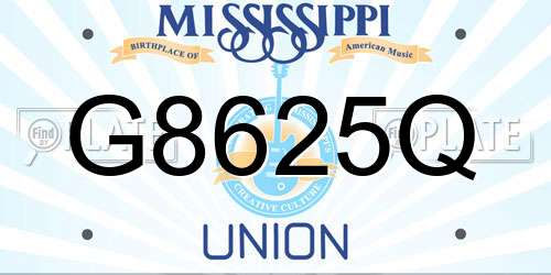 G8625Q Mississippi License Plate