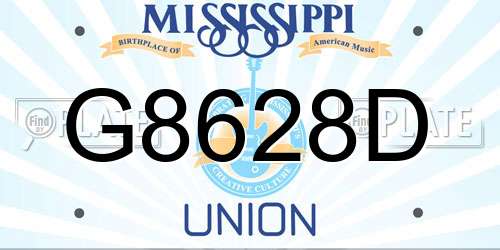 G8628D Mississippi License Plate