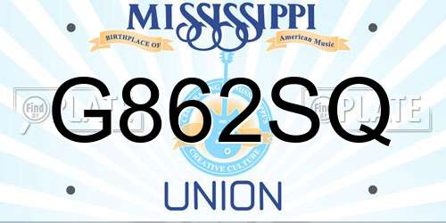 G862SQ Mississippi License Plate