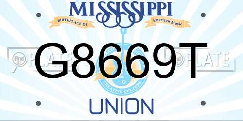 G8669T Mississippi License Plate