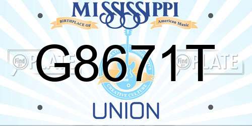 G8671T Mississippi License Plate