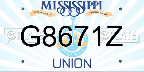 G8671Z Mississippi License Plate