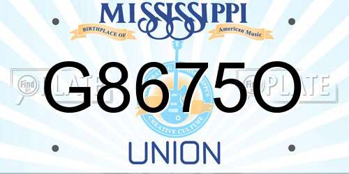 G8675O Mississippi License Plate