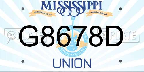 G8678D Mississippi License Plate
