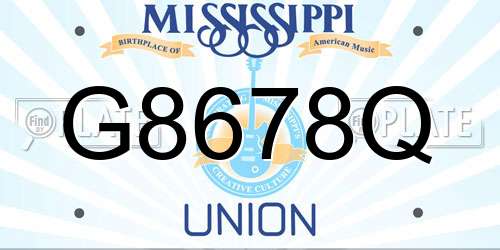 G8678Q Mississippi License Plate