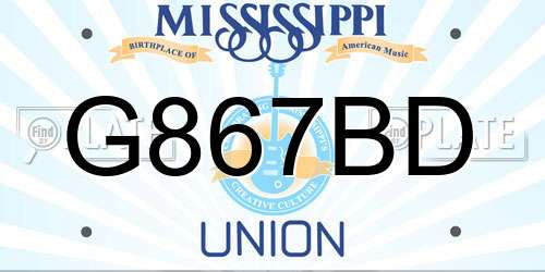 G867BD Mississippi License Plate