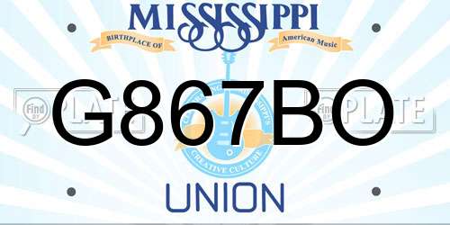 G867BO Mississippi License Plate