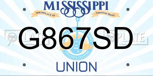 G867SD Mississippi License Plate