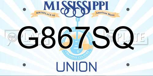 G867SQ Mississippi License Plate