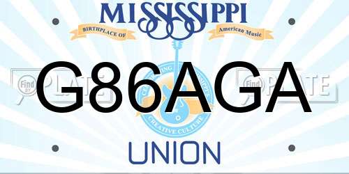 G86AGA Mississippi License Plate